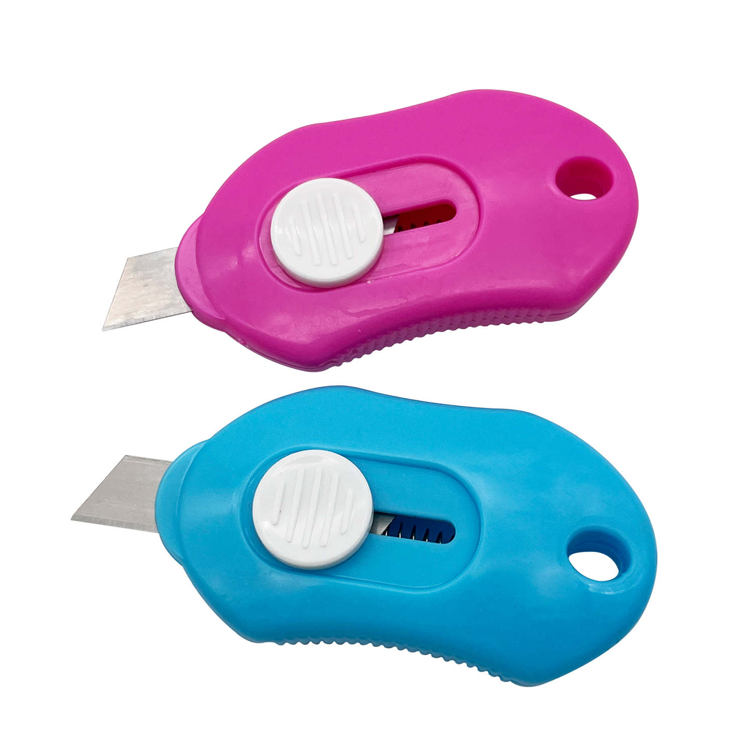 Hot sale popular design 9mm small key ring safety utility knife blade easy-to unboxing colorful cute cheap mini pocket knives